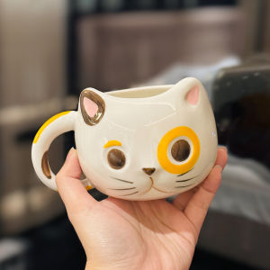 Cute Cartoon Ceramic Cat Mug Breakfast Oats Cup Soft Healing Style Korean Style Home Use Universal Adult Children Friendly