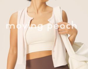 Moving Peach Yoga Tank Top For Women Modal Front-button Ribbed Cardigan Natural Ribbed Casual Comfort Tank Breathable Soft Stretchy Gym Daily wear AVK