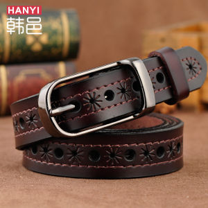 Fashionable Ladies Belt No Punching Required Genuine Leather INS Style Hanyi Brand Casual Korean Waistbelt for Jeans