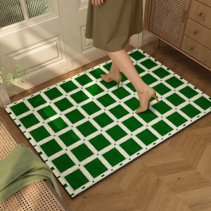 Green Diatomite Door Mat Absorbent Quick Drying Anti Slip Trimable