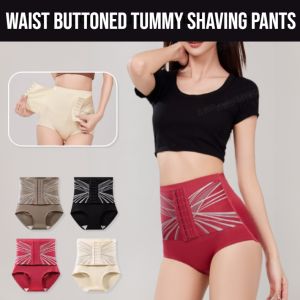 Fashionable Waist Buttoned Tummy Shaving Pants High Waist Slimming Belly Control Hip Lifting Pant Seamless Skin-Friendly