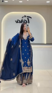 [PRE-ORDER] Ready Made Chinon Silk Sharara & Dupatta Suit (10-15days delivery)