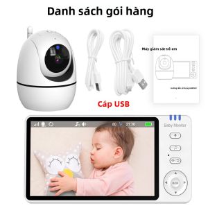 Màn Hình Trẻ Em Bằng Video 5 Inch Với Camera Zoom PTZ Giám Sát An Ninh Không Dây Với Cảm Biến Nhiệt Độ Bài Hát Ru & Đàm Thoại Hai Chiều