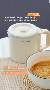 ALLTOU Foldable Electric Kettle 800ML Large Capacily Foldable Electric Kettle 4-Min Rapid BoilingMulti-Functional Cooker for Travel Dormitory Household Office