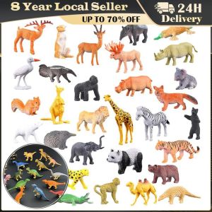 ❤️【Same Day Delivery】 Genuine Wild Animal Kingdom Dinosaur White Tigeress Leopard Lion Panther Animal Figures with Cubmodel Educational Toys Cake Toppers ZJJ-Animal-Figure