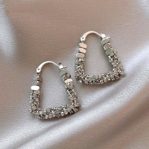 Geometric Irregular Micro Set Zircon Metal Earrings Luxury Ear Accessories for Women in 2024 Fashion Jewelry
