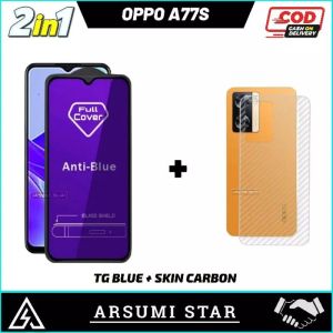 Promo Paket Murah 2in1 Tempered Glass Ceramic Matte Anti Spy OPPO A77S / A77 4G / A77 5G Tg Anti Gores Ceramic Matte Anti Spy + Garskin Carbon