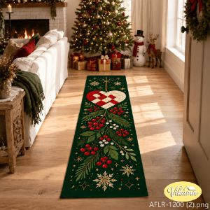 VIKAMA Christmas Runner Rug—Non-Slip Soft Rug for Hallways and Entryways Farmhouse-Style Holiday Home Decor