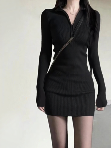 SUHUIQIAN | Waist Cinching Winter Dress