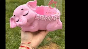 Tô Tượng Thạch Cao C122 Ống Bút trồng sen đá chú voi dễ thươngTượng trắng trò chơi trẻ em