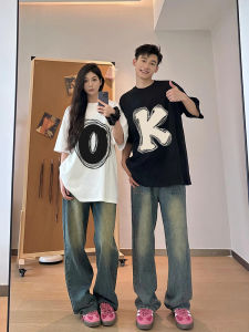 Seven-Point Memories OK Couple Wear Summer Short Sleeve Fancy 2024 New Arrival Super Popular Disoo Niche Style Trendy Brand T-shirt