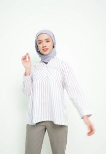 MFMW Shantae Atasan Blouse White Motif Stripe