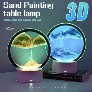 Dimmable Quicksand Painting Lamp3D Dynamic Deep Sea Sandscape Art Night Light for Bedroom Office Decorative Bedside Table Lamp