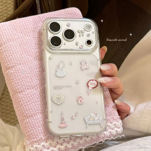 Korean Collage Style Cartoon Graffiti Phone Case for iPhone 17 16 15 14 13 12 Pro Max Clear Shockproof Protective Soft Cover