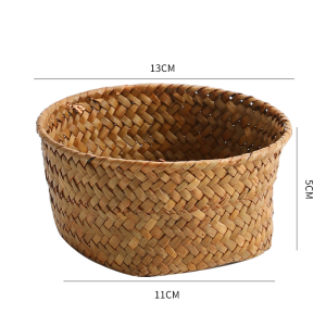 Woven Basket Trash Can Office Bathroom Uncovered Living Room Creative Willow Weaving Bedroom Grass Basket Storage Organizer