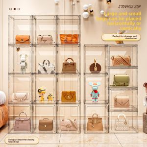 Acrylic Storage Rack Display Case Book Organizer Dustproof Transparent Box Model Showcase Home Organization Living Room Bedroom