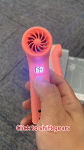 Powerful Mini Handheld Desk Compact Brushless Turbo Fan 5-Speed Wind Rechargeable LED Display&Flashlight With Lanyard