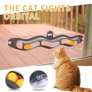 Pet Cat Toy Ball Interactive Track Ball Toy Cat Turntable Ball Toy Cat Kitten Practical Window Suction Cup Track Ball Pet Accessories