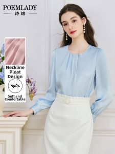 POEMLADY | Loose Elegance Long Sleeve Chiffon Shirt Pearl Round Collar