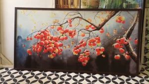 (new) 60x120cm tranh cành hồng may mắn - tranh in vải canvas đủ khung hoặc căng xát xi theo lựa chọn của khách hàng