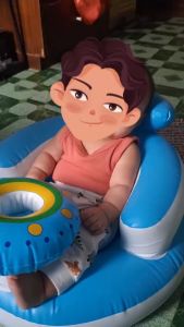 GEARBEST Cute Inflatable Sofa for Kids Multifunctional Bath Support Seat High Chair and Baby Sofa for Feeding