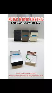 Firetric Kotak Rokok Fashion Bungkus Metal Case with Lighter Korek Api - Kotak Rokok Plus Korek Api Motif Metalic Glossy Stainless Steel