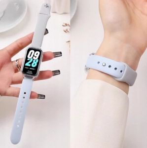 Silicone Strap with Transparent Case for Xiaomi Smart Band 9 Active Strap / Redmi Band 3 Strap / Xiaomi Smart Band 8 Active Strap / Redmi Smart Band 2 3 Strap for Xiaomi Mi Band 9 Active Strap Watch Band Replacement Bracelet