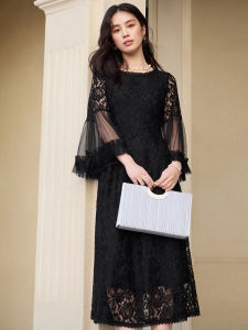 Elegant Lace Long Dress Mid-Length A-Line Gown Sleeveless High Waist Summer Fashion Womens Dress Midi Skirt Fairy Tale Dress