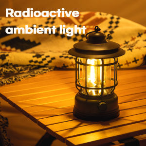 Portable Waterproof Long Endurance Led Camping Light USB Rechargeable Outdoor Glamping Lamp Multifunction Hanging Tent Lampu Light for Garden Light Travel Retro Iron Emergency Lamp