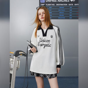 unifree | Áo Hoodie Rộng Rải Phong Cách Retro Trắng