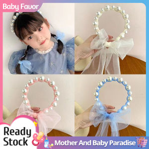 New Korea Baby Girl Pearl Princess Hair Ribbon Headbands Accessories