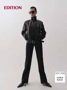 Edition Red Label 2025 Autumn New Fit Straight Leg Woolen Casual Pants EBE3PAT039 Ladies Natural Waist Straight Leg Trousers