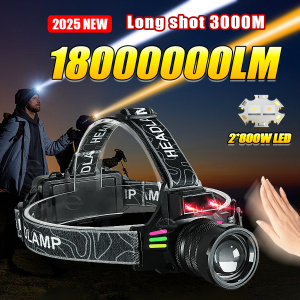 Super Bright Headlamp Most Powerful Long Shot 3000M Head Flashlight Motion Sensor Headlight With Yellow Light Fishing Head Torch