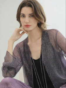 COCOBELLA | Shimmer Knit Open Cardigan Sleeve Flare Hollow Out