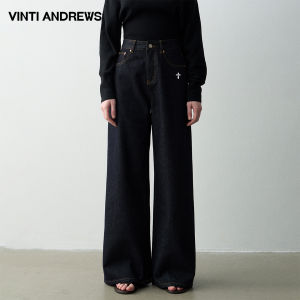 Autumn High Waist Wide Leg Denim Jeans for Pear Shape Loose and Casual