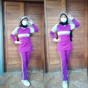 Baju senam muslim ungu tc