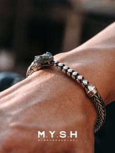 MYSH Pure Silver 3D Snake Bracelet for Men Original Design Stylish Cufflinks Snake Year Gift  out Fashion Jewelry