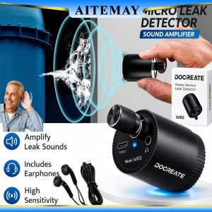 Aitemay Mini Water Leak Detector Sound Detector With High Sensitive Headphone Cable For Pipe Leak Home Rechargeable Underground Pipe Leak Monitor for Indoor and Outdoor