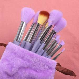 kuas make up set isi 13 pcs free pouch atau dompet rias face contour eyeshadow brush kosmetik