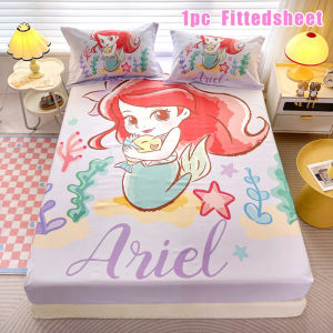 Girl Bedsheet Princess Elsa/Snow White/Mermaid Printed Fittedsheet Disney Cartoon Garterized Bed Sheet Single/Queen/King