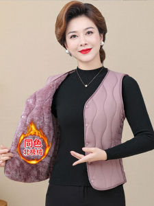 2025 New Womens down Cotton Vest Warm Short Fleece Lined Slim Fit V-Neck Padded Versatile Inner Core Autumn Winter Fashion