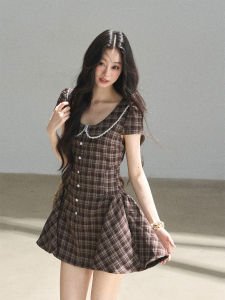 SHAOYEYAN | School Style Plaid Dress Short Flared Skirt