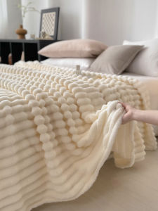Thickened Rabbit Fur Velvet Blanket Coral Velvet Sofa Cover Blanket Nap in Office Air Conditioned Shoulder Shawl Bed Single