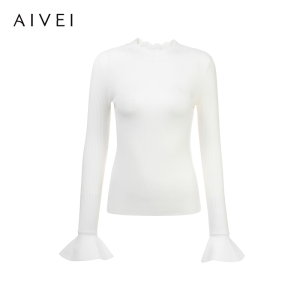 AIVEI | Elegant Knit Top with Bell Sleeves and Half Turtleneck for Layering