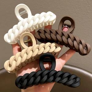 Frosted Chain Large Hair Clip for Women Elegant Shark Clip Hair Claw Fashion Girl Hair Clamp