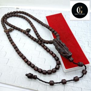 Tasbih kayu galih asem ukir kepala naga A72