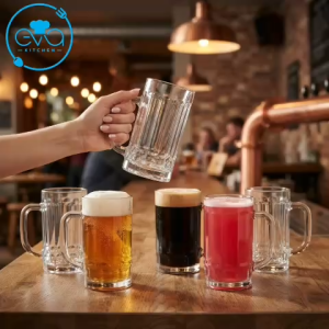 Bộ 12 Ly Thủy Tinh Có Quai TG315 350ml Sọc Đứng Cao Cấp