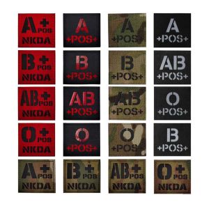 IR Reflective Patches Blood Type A B AB O POS Applique EmblemNKDA No Known Drug Allergy Military Tactical Rescue Clothes Badge
