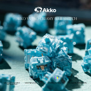 Akko V5 Pro Creamy Blue Switch 5 Pin 45gf Thocky Tactile Switch Factory Lubed Compatible with Cherry MX Mechanical Keyboard
