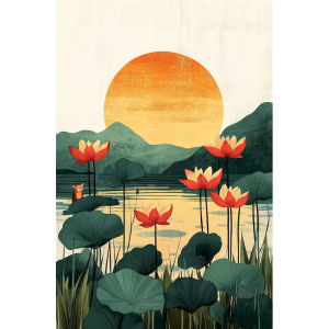 Oil Painting By Numbers Mountain Lake Floral Number Drawing Canvas DIY Pictures By Numbers Home Decor